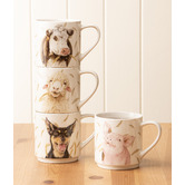 Ashdene 4 Piece Farmyard Faces 330ml Stackable Mug Set
