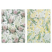 Ashdene 2 Piece Trudy's Garden Wattle &amp; Waratah Tea Towel Set