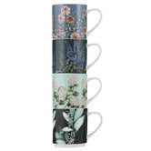 Ashdene 4 Piece Blue Secret Garden 330ml Stackable Mug Set