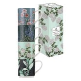 Ashdene 4 Piece Blue Secret Garden 330ml Stackable Mug Set