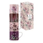 Ashdene 4 Piece Pink Secret Garden 330ml Stackable Mug Set