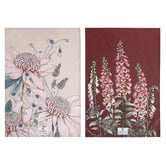 Ashdene 2 Piece Pink &amp; Red Secret Garden Tea Towel Set