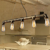 Observatory Lighting Straight Row Industrial Iron Pipe Pendant Light