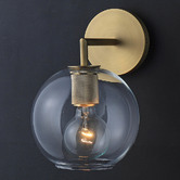Observatory Lighting Clear &amp; Gold Utilitaire Globe Replica Glass Wall Light