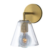 Observatory Lighting Clear &amp; Gold Utilitaire Funnel Replica Glass Wall Light