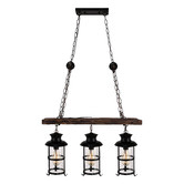 Observatory Lighting Ivar Iron &amp; Plywood 3 Light Pendant