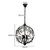 Observatory Lighting Beatrix 3 Light Metal &amp; Crystal Pendant