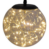 New Life Lighting 18cm Clear Round Glass LED Hanging Lantern
