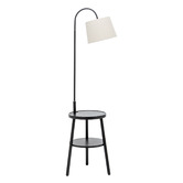 New Life Lighting Hoover Rubberwood Floor Lamp with USB Charger