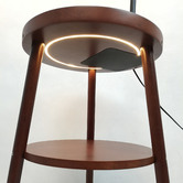 New Life Lighting Hoover Rubberwood Floor Lamp with USB Charger