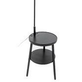 New Life Lighting Hoover Rubberwood Floor Lamp with USB Charger