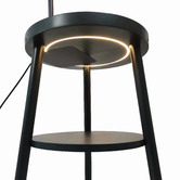 New Life Lighting Hoover Rubberwood Floor Lamp with USB Charger