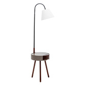 New Life Lighting Roman Rubberwood Floor Lamp with USB Charger
