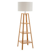 New Life Lighting Marcie Rubberwood Floor Lamp
