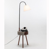 New Life Lighting Roman Rubberwood Floor Lamp with USB Charger