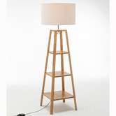 New Life Lighting Marcie Rubberwood Floor Lamp
