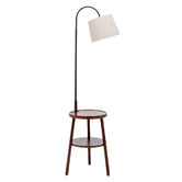 New Life Lighting Hoover Rubberwood Floor Lamp with USB Charger
