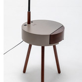 New Life Lighting Roman Rubberwood Floor Lamp with USB Charger