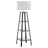 New Life Lighting Marcie Rubberwood Floor Lamp