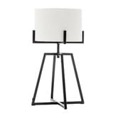 New Life Lighting Square-Edged Linen &amp; Steel Table Lamp