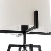 New Life Lighting Square-Edged Linen &amp; Steel Table Lamp
