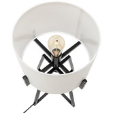New Life Lighting Square-Edged Linen &amp; Steel Table Lamp