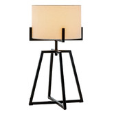 New Life Lighting Square-Edged Linen &amp; Steel Table Lamp