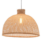 New Life Lighting Divinia Dome Steel &amp; Bamboo Pendant Light