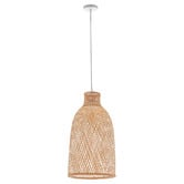 New Life Lighting Divinia Bell Steel &amp; Bamboo Pendant Light