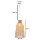New Life Lighting Divinia Bell Steel &amp; Bamboo Pendant Light