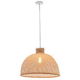 New Life Lighting Divinia Dome Steel &amp; Bamboo Pendant Light