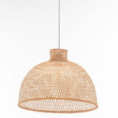 New Life Lighting Divinia Dome Steel &amp; Bamboo Pendant Light