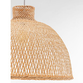 New Life Lighting Divinia Dome Steel &amp; Bamboo Pendant Light