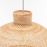 New Life Lighting Divinia Dome Steel &amp; Bamboo Pendant Light