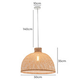 New Life Lighting Divinia Dome Steel &amp; Bamboo Pendant Light