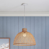 New Life Lighting Divinia Dome Steel &amp; Bamboo Pendant Light