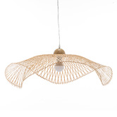 New Life Lighting Divinia Wave Steel &amp; Bamboo Pendant Light