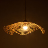 New Life Lighting Divinia Wave Steel &amp; Bamboo Pendant Light