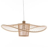 New Life Lighting Asher Wide Brim Bamboo Pendant Light