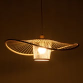New Life Lighting Asher Wide Brim Bamboo Pendant Light