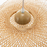 New Life Lighting Divinia Wave Steel &amp; Bamboo Pendant Light