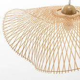 New Life Lighting Divinia Wave Steel &amp; Bamboo Pendant Light