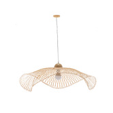 New Life Lighting Divinia Wave Steel &amp; Bamboo Pendant Light