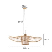 New Life Lighting Asher Wide Brim Bamboo Pendant Light