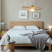 New Life Lighting Asher Wide Brim Bamboo Pendant Light