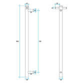 Thermogroup Square 900mm Heated Vertical Towel Bar