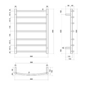 Thermogroup Thermorail Curved 600mm Chrome 7 Bar Towel Ladder