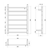 Thermogroup Thermorail 600 x 800mm Brushed Stainless Steel Towel Rail