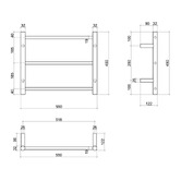 Thermogroup Thermorail 550 x 450mm 3 Bar Rounded Towel Rail