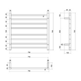 Thermogroup Thermorail 750 x 700mm Matte Black Heated Stainless Steel Towel Rail
